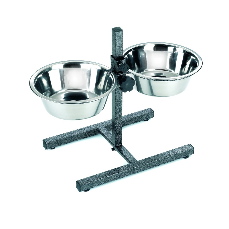 COMEDERO DOBLE REGULABLE 25cm 2 X 2,6 l