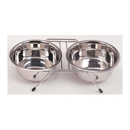 COMEDERO DOBLE 25cm C/SOPORTE 2 X 2,60 l