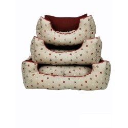 Cuna Rectangular Fresitas Granate T-2 para Mascotas