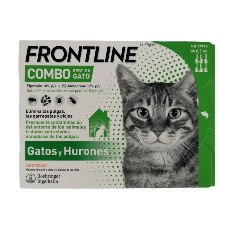 Frontline Combo Spot-On: Antiparasitario Gatos 6 Pipetas Frontline Combo Spot-On: Antiparasitario Gatos 6 Pipetas