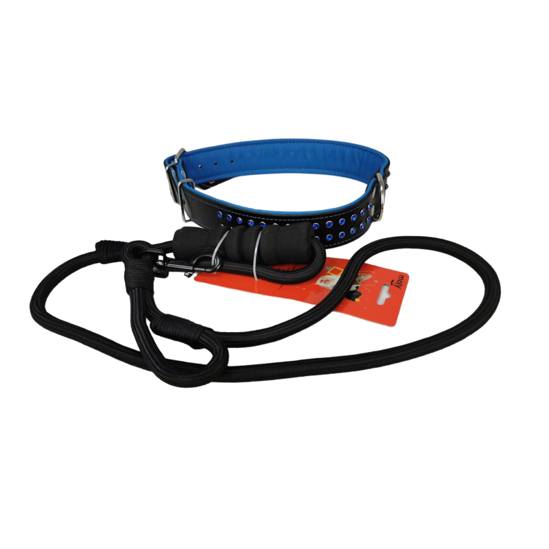 Collar de Piel con Pedrería para Perros - Estilo y Comodidad Collar de Piel con Pedrería para Perros - Estilo y Comodidad