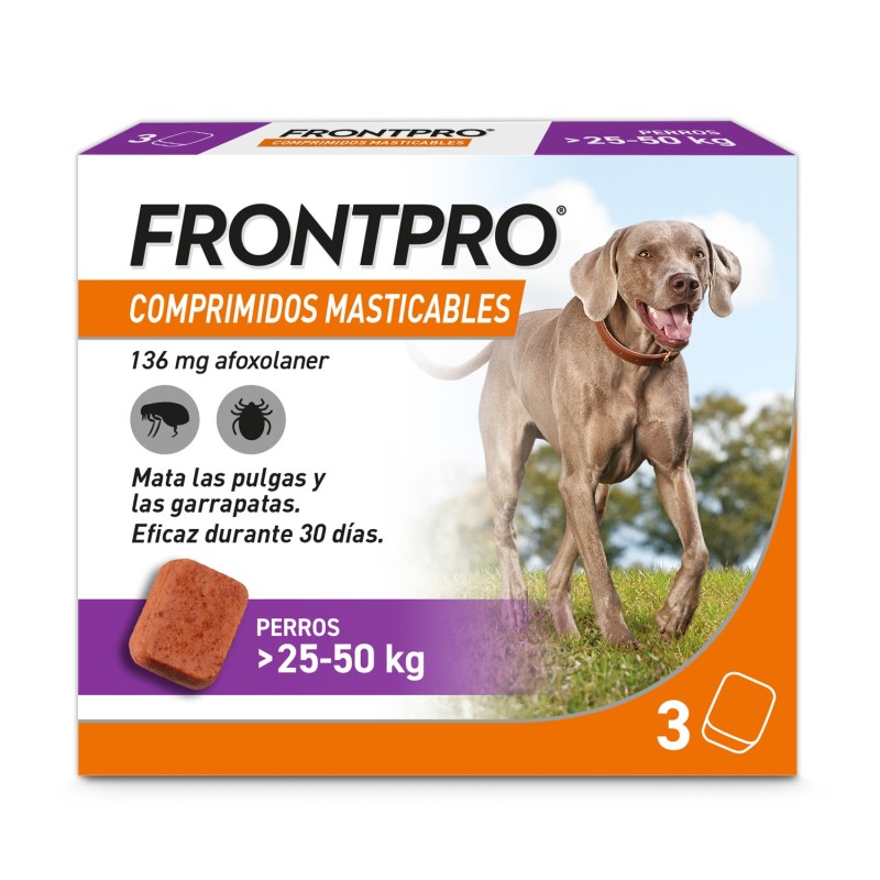 Comprimidos masticables Frontpro: elimina pulgas y garrapatas