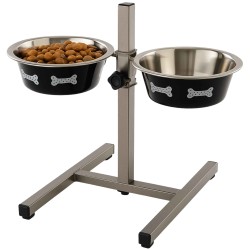 Comedero Doble Regulable en Altura para Perros – 2 Cuencos de 1.55 L (22 cm)