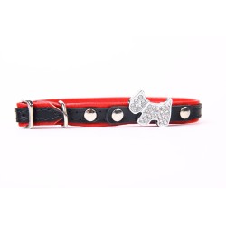 Collar de Piel Luxury Joya Rojo para Mascotas - 30 cm