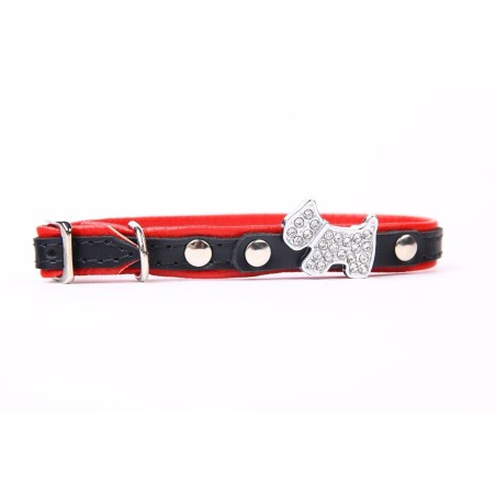 Collar de Piel Luxury Joya Rojo para Mascotas - 30 cm