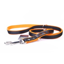 Ramal Piel Luxury Naranja Reflectante para Perros 220 cm