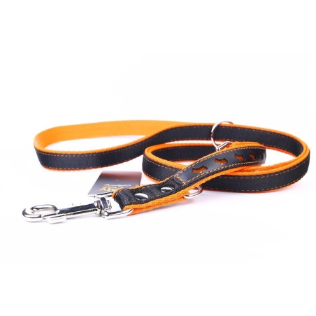 Ramal Piel Luxury Naranja Reflectante para Perros 220 cm