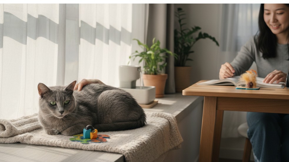 Cómo lograr una convivencia armoniosa con tu gato Azul Ruso