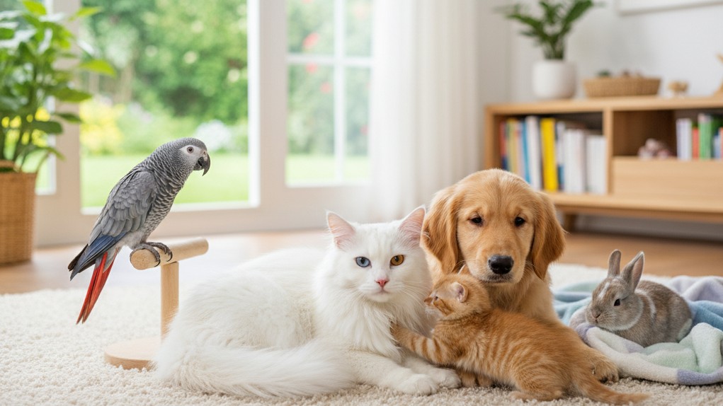 Convivencia perfecta entre el Angora Turco y otros animales domésticos