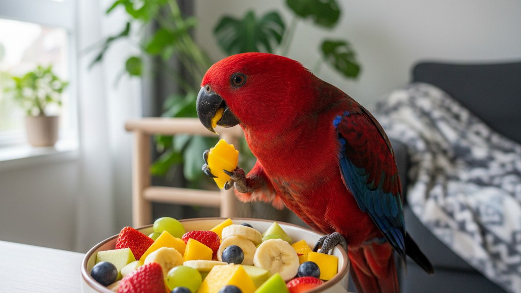 Alimentación equilibrada para el Loro Eclectus Rojo