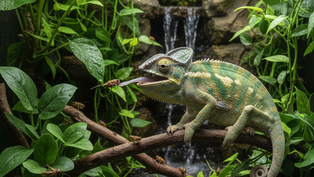 Alimentación adecuada para el Camaleón de Veiled en cautiverio