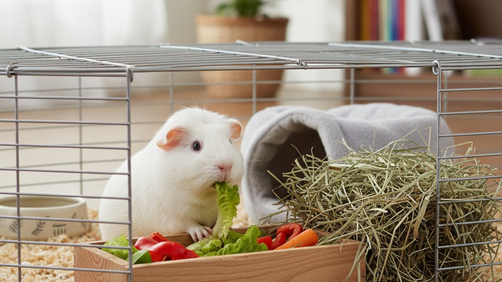 Alimentación adecuada para una cobaya White Crested saludable