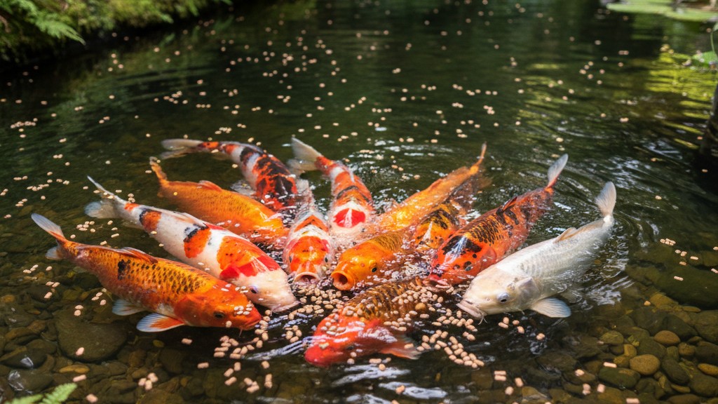 Alimentación del pez Koi: qué, cuándo y cómo ofrecer su comida