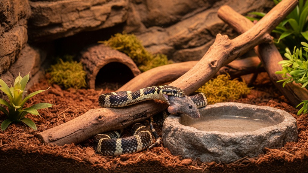 Alimentación adecuada para la culebra real en casa