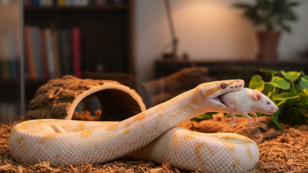 Dieta adecuada y frecuencia para serpiente bola albina