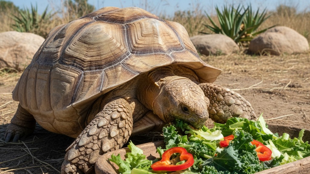 Alimentación ideal y rutinas para tortugas de espolones africanas