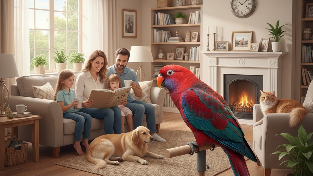 Convivencia ideal del Loro Eclectus Rojo en el hogar