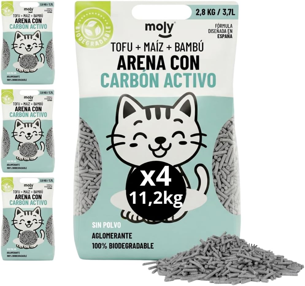 4X Arena de Gato TOFÚ + carbón activo