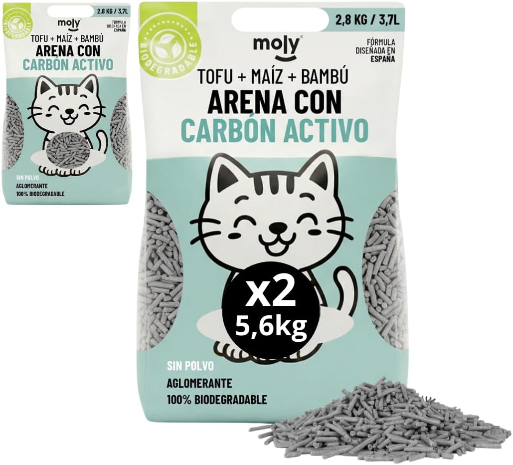 2X Arena de Gato TOFÚ + carbón activo