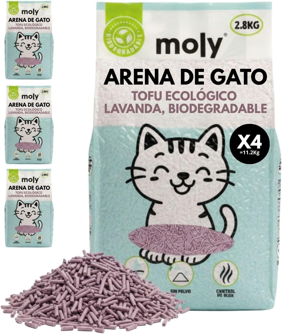 X4 Arena de Gato Tofu y Lavanda