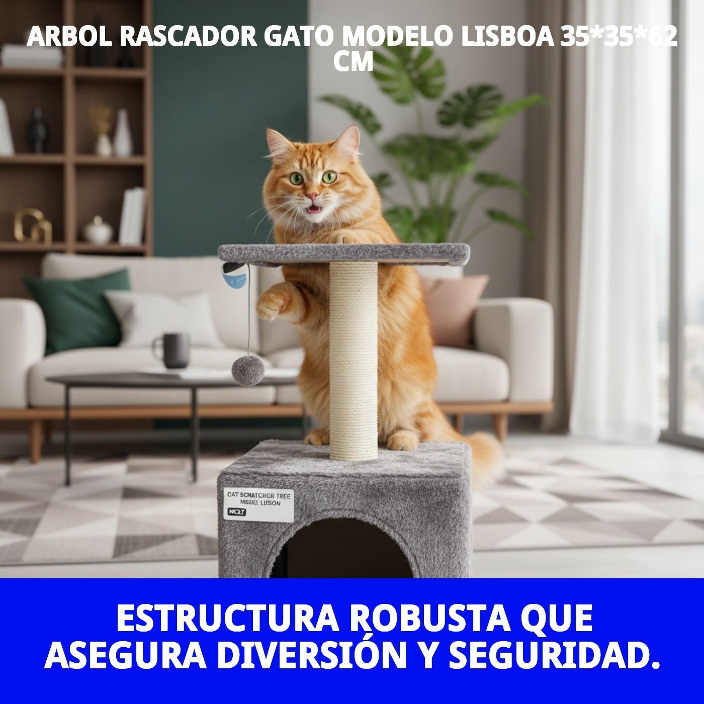 ARBOL RASCADOR GATO MODELO LISBOA 35*35*62 CM