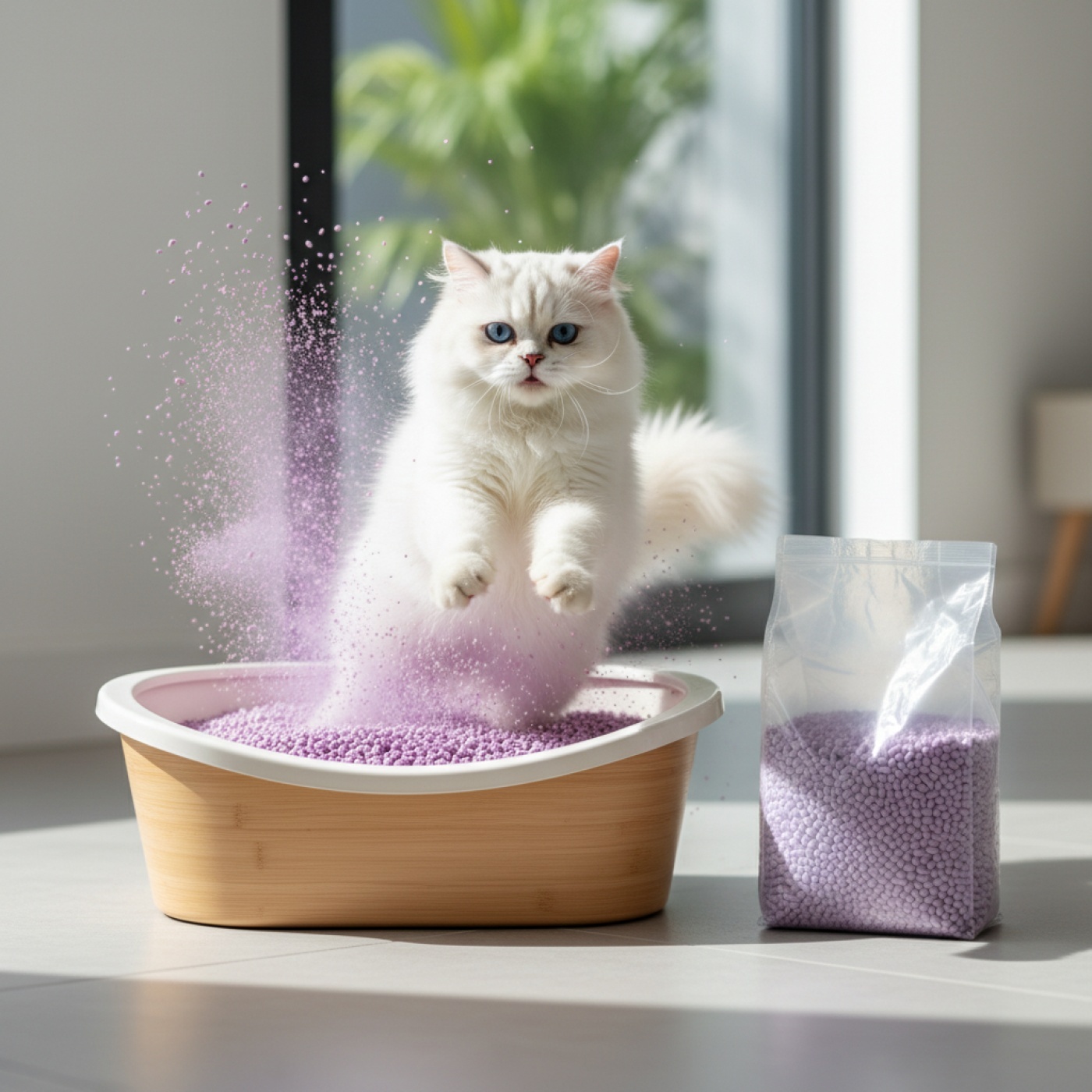 Arena para Gatos Tofu Ecológica Lavanda 2,8 kg (8,4 L) | Biodegradable, Aglomerante y Natural