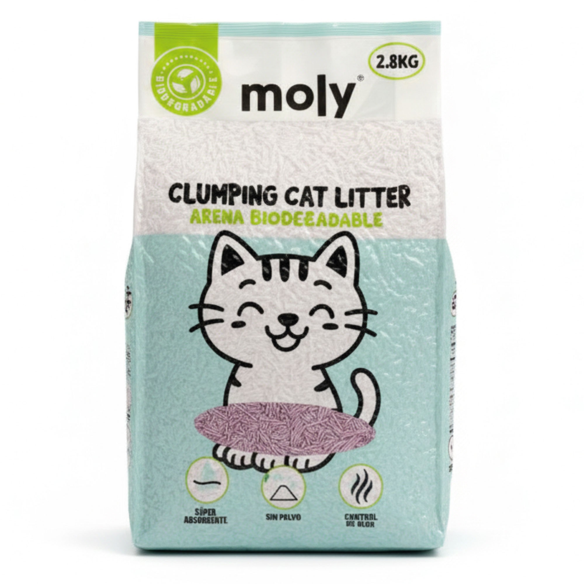Arena para Gatos Tofu Ecológica Lavanda 2,8 kg (8,4 L) | Biodegradable, Aglomerante y Natural