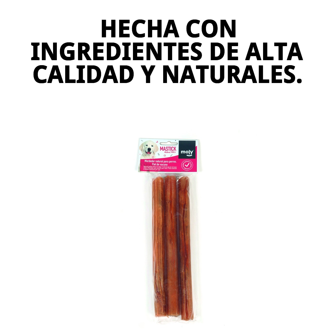 Barrita de Piel 25 cm P-3 Moly | Snack Natural y Resistente para Perros Medianos y Grandes