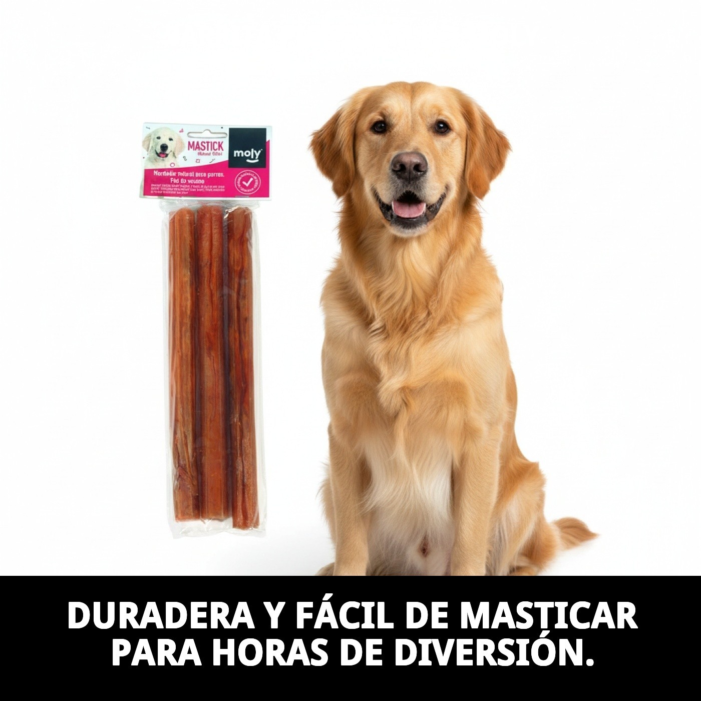 Barrita de Piel 25 cm P-3 Moly | Snack Natural y Resistente para Perros Medianos y Grandes