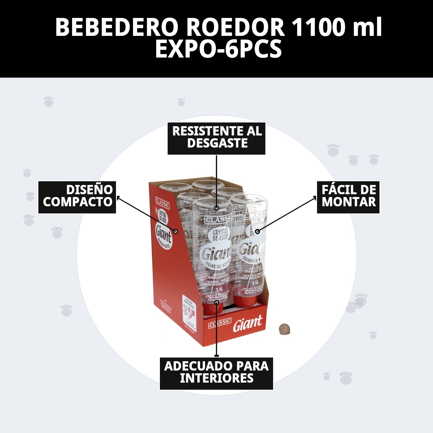 BEBEDERO ROEDOR 1100 ml EXPO-6PCS