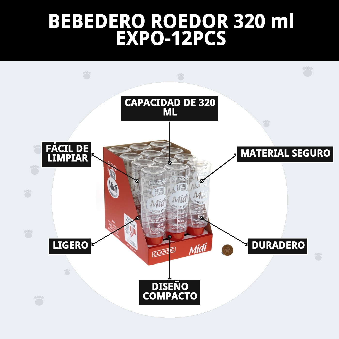 BEBEDERO ROEDOR 320 ml EXPO-12PCS
