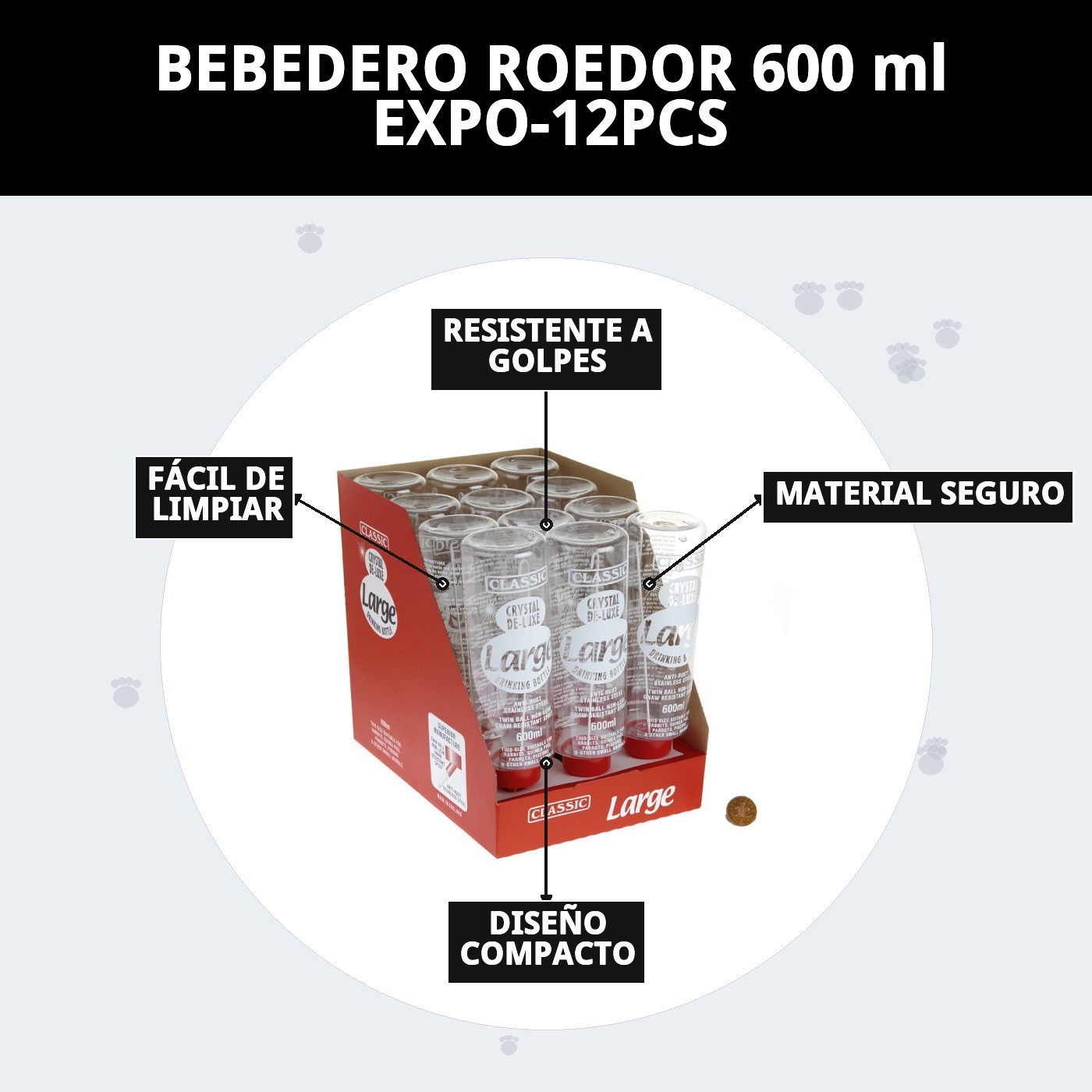 BEBEDERO ROEDOR 600 ml EXPO-12PCS