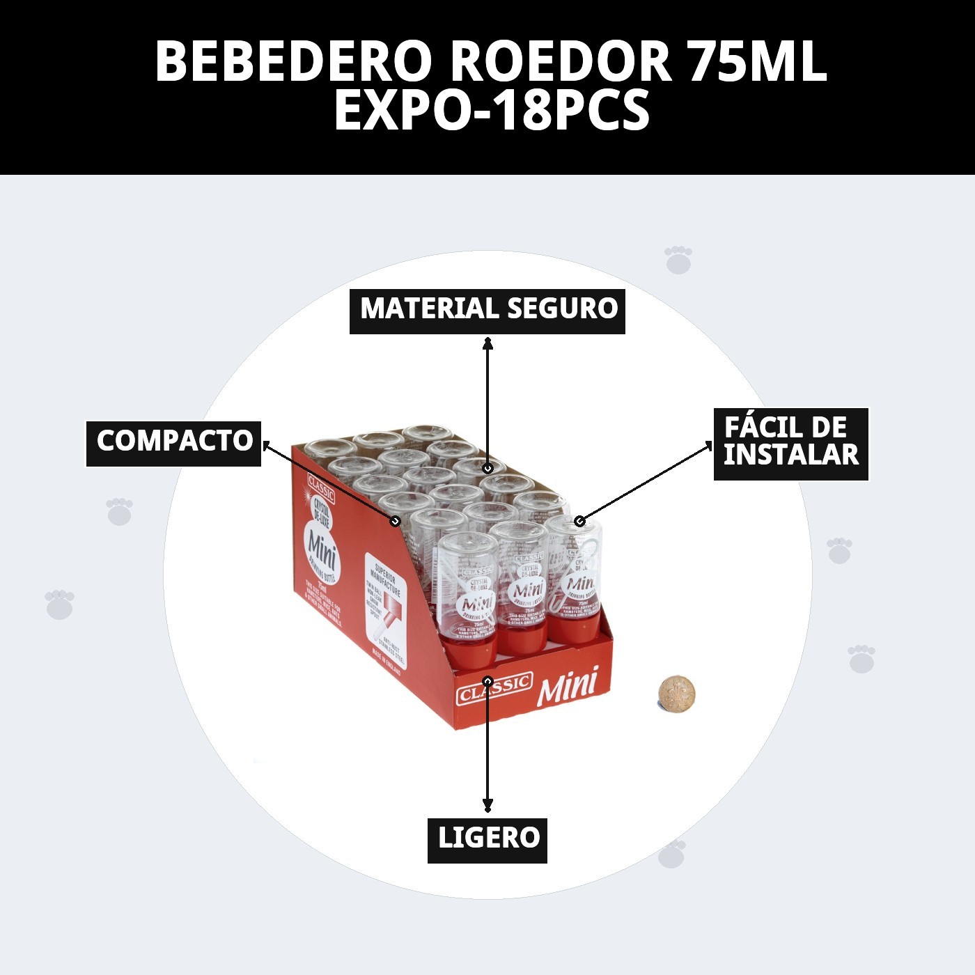 BEBEDERO ROEDOR 75ML  EXPO-18PCS