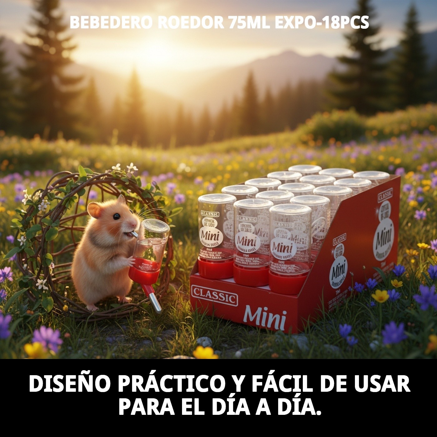 BEBEDERO ROEDOR 75ML  EXPO-18PCS