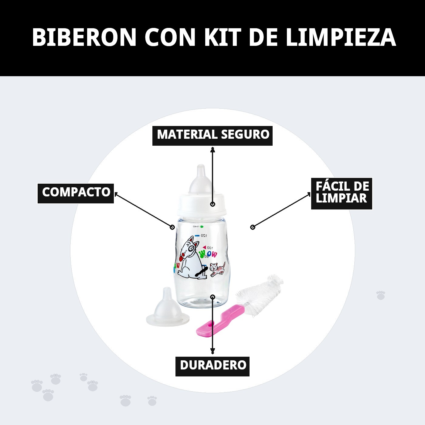 Biberón para Cachorros con Kit de Limpieza | Alimentación Segura y Práctica – Moly
