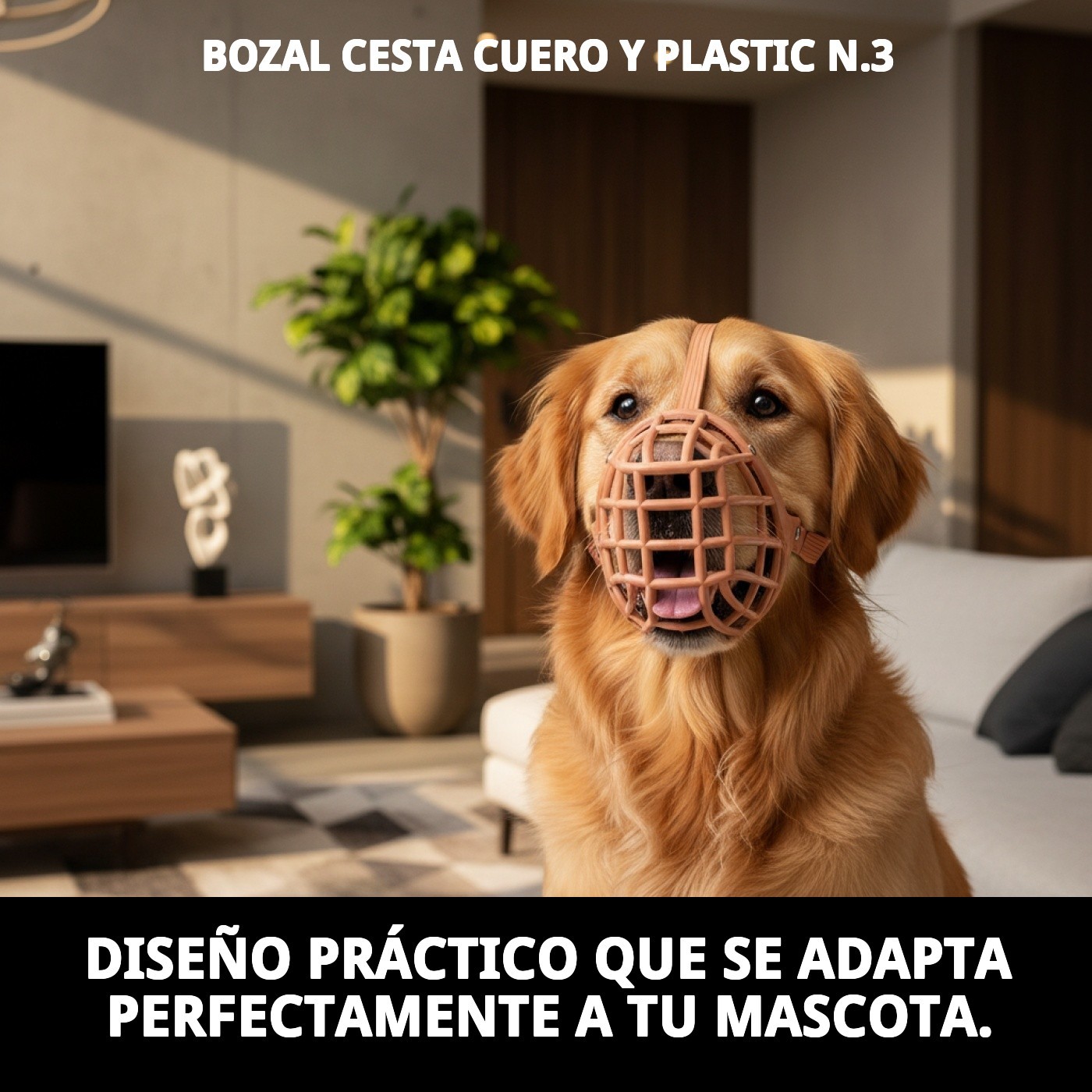 BOZAL CESTA CUERO Y PLASTIC N.3