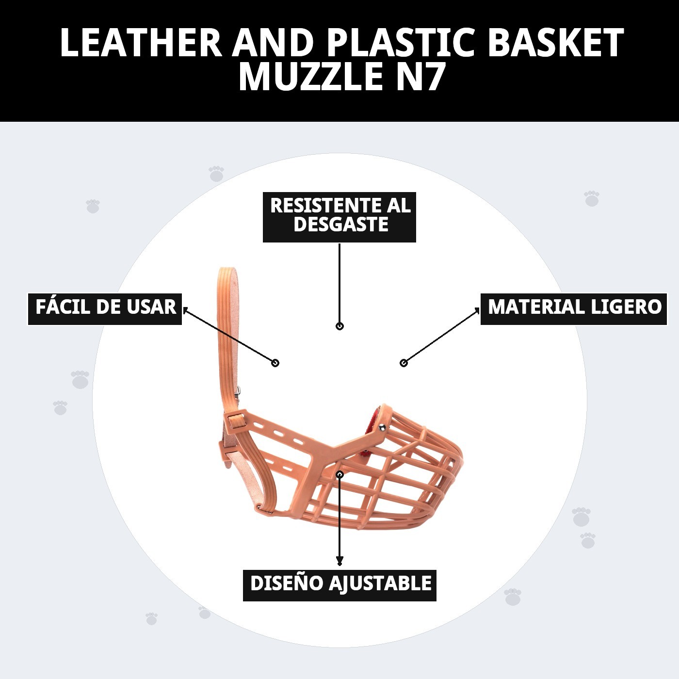 BOZAL CESTA CUERO Y PLASTIC N7