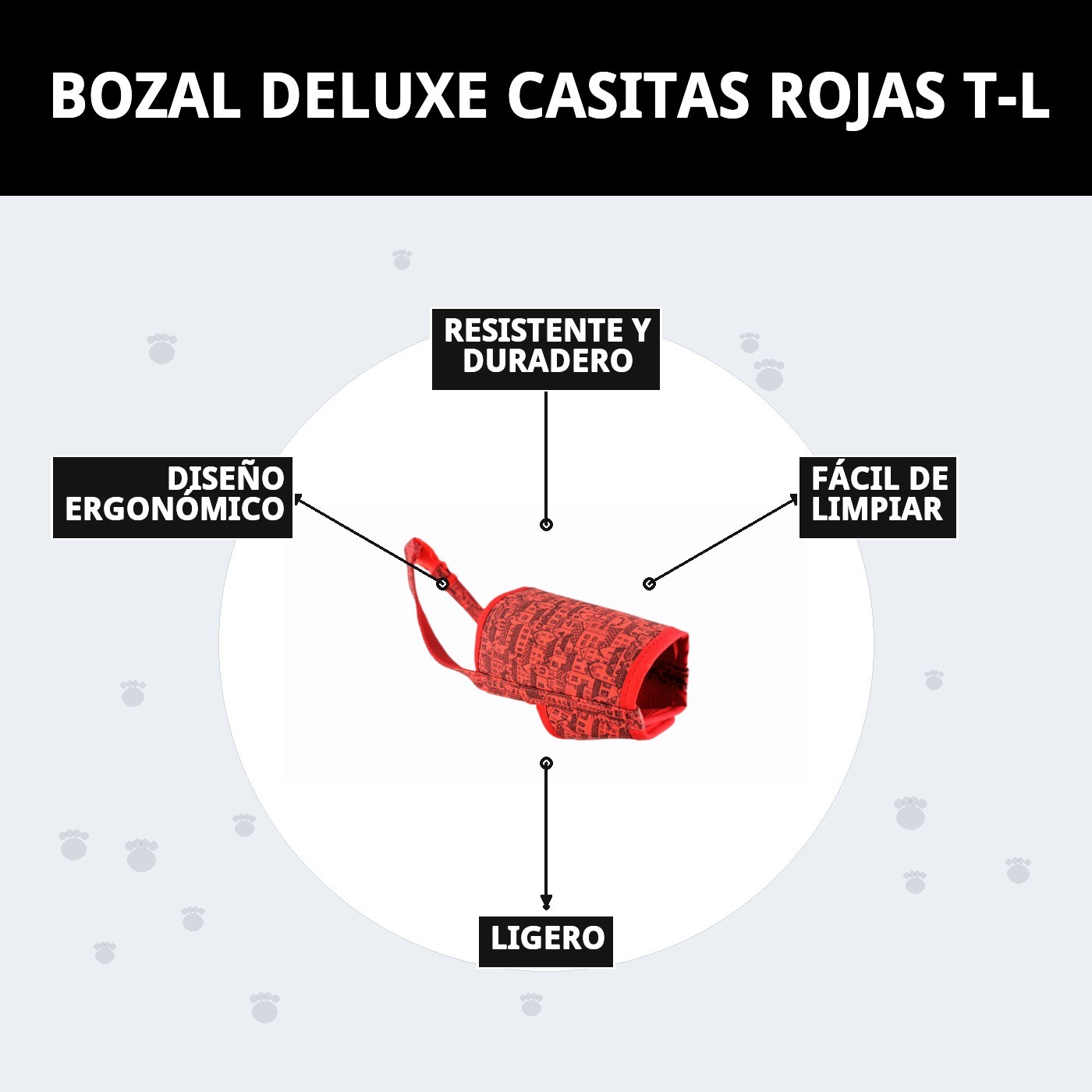 BOZAL DELUXE CASITAS ROJAS T-L