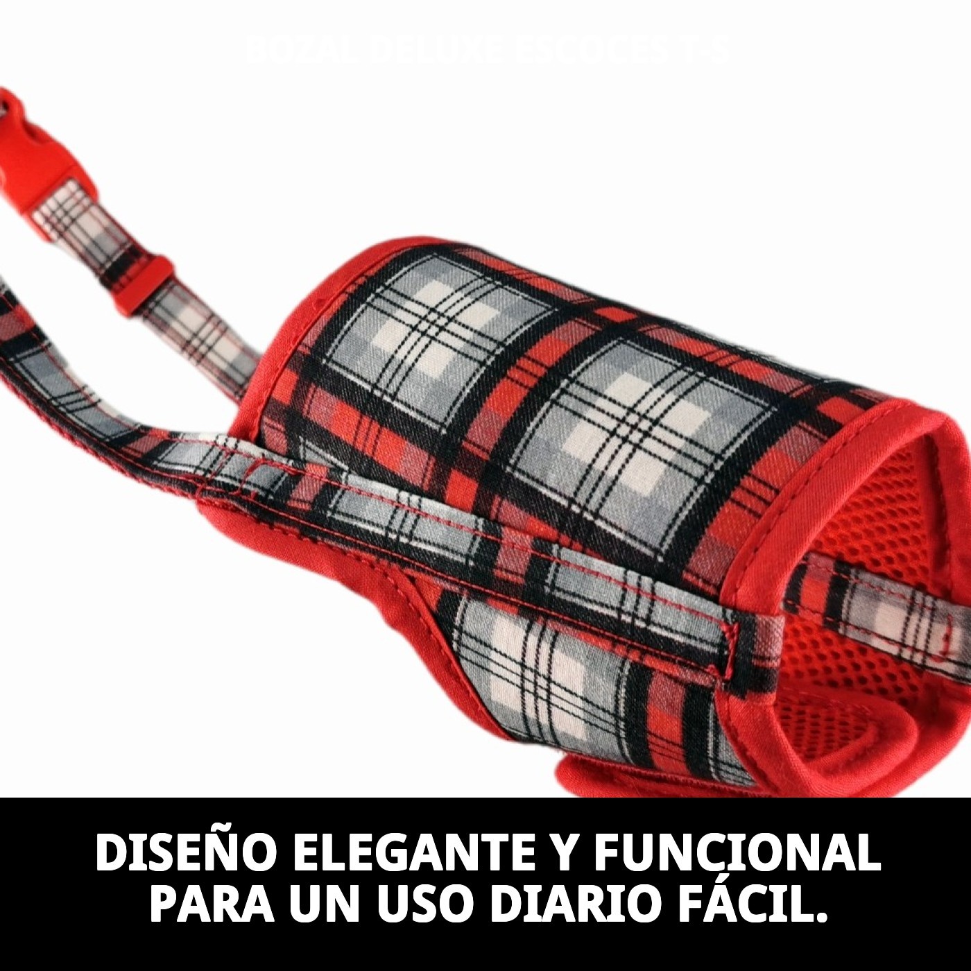 Bozal Deluxe Escocés Talla S Moly | Suave, Transpirable y Ajustable para Perros Pequeños