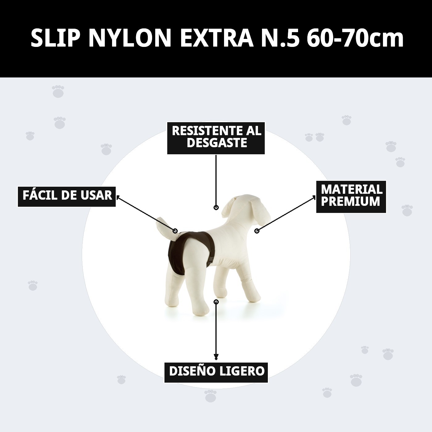 Braguita Slip de Nylon Extra Nº5 Moly (60–70 cm) | Correa Ajustable y Resistente para Perros Grandes
