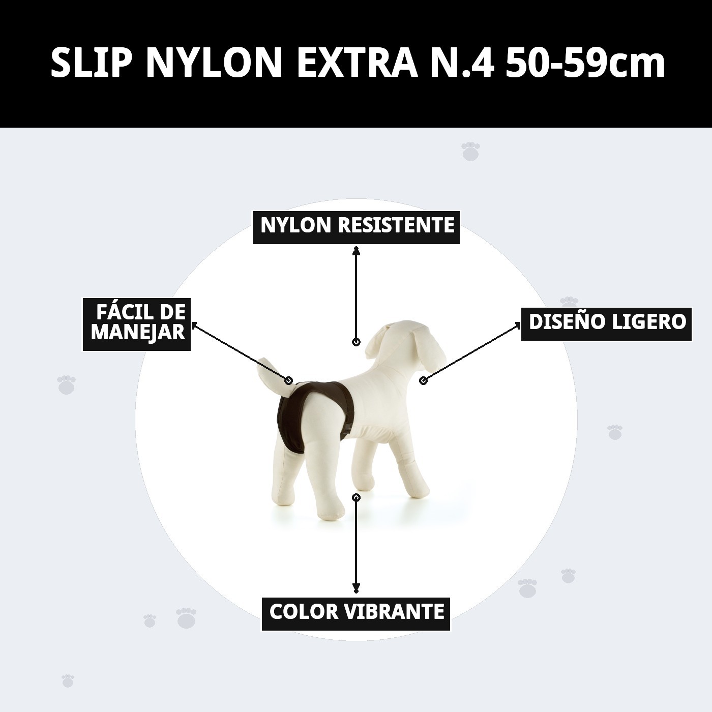 Braguita Slip Nylon Extra Nº4 (50–59 cm) | Ajuste Cómodo y Resistente para Perros Medianamente Grandes