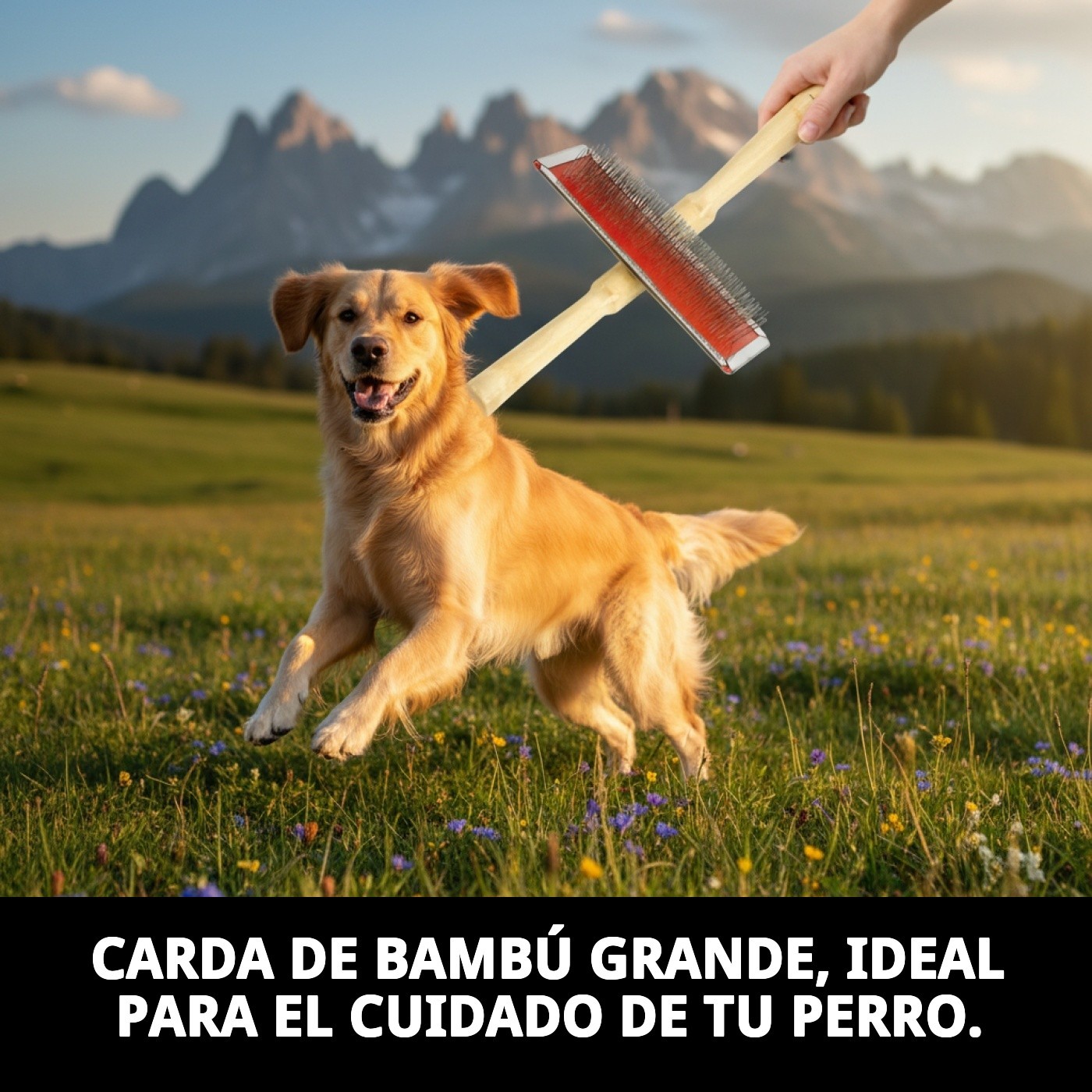 Carda Bambú Grande Moly | Cepillado Profesional para Pelajes Medios, Largos y Densos