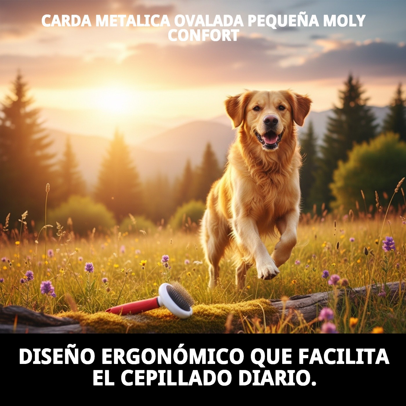 Carda Metálica Ovalada Pequeña Moly Confort | Cepillo Suave y Preciso para Perros y Gatos Pequeños