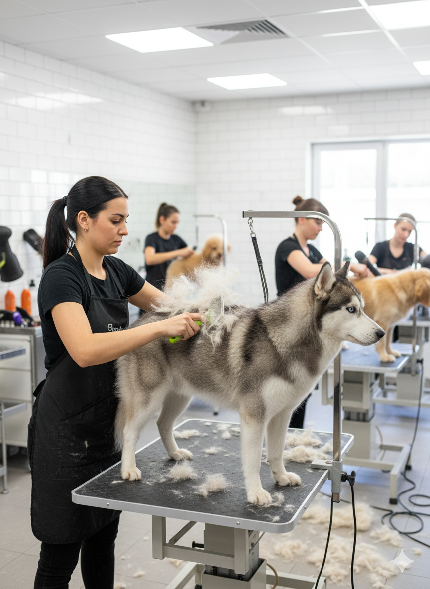 Carda Profesional de Silicona con Mango de Gel Terapéutico | Para Razas Pequeñas y Medianas-Especial Profesionales