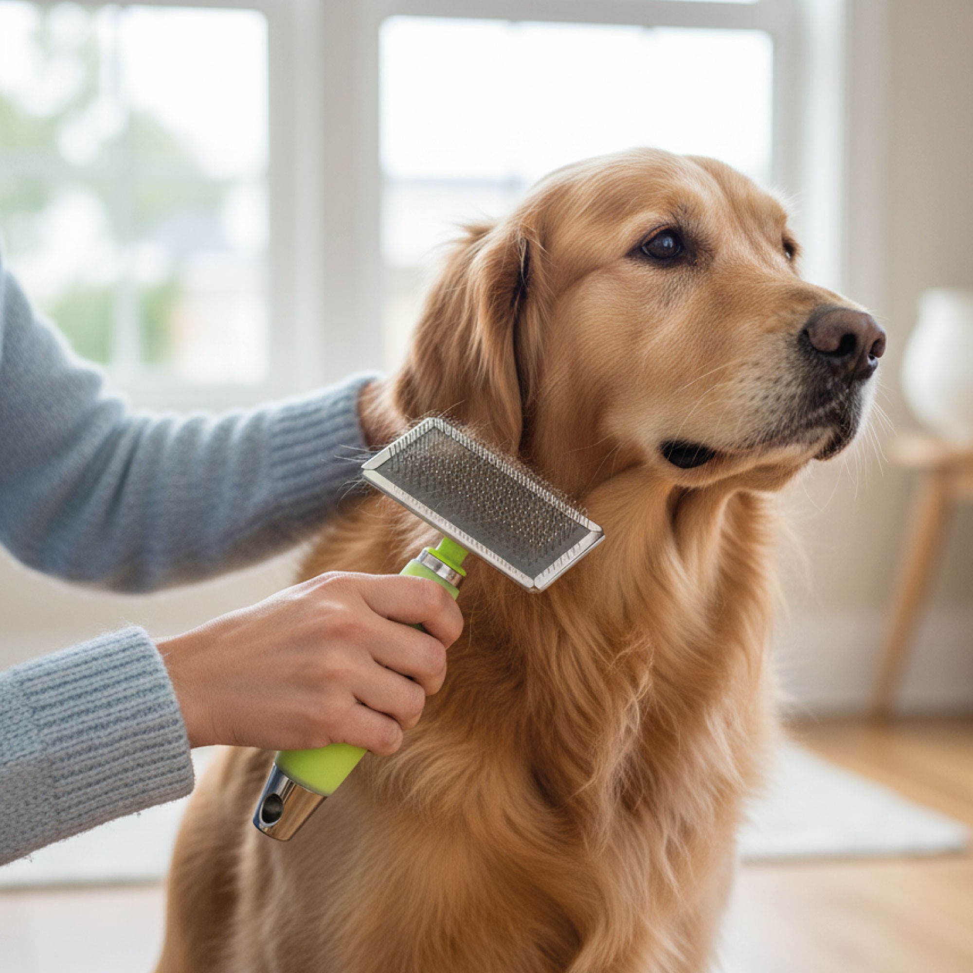 Carda Profesional de Silicona Mango Gel Terapéutico Moly | Cepillo para Perros de Razas Grandes