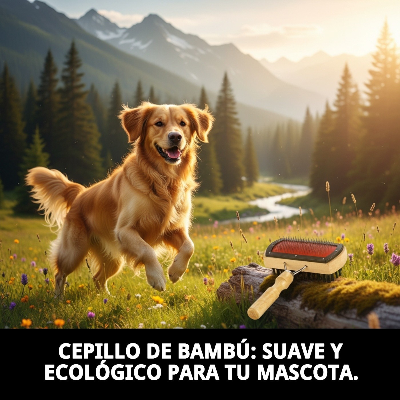 Cepillo Bambú Carda Doble Moly | Cepillado Profesional 2 en 1 para Pelajes Medios y Largos