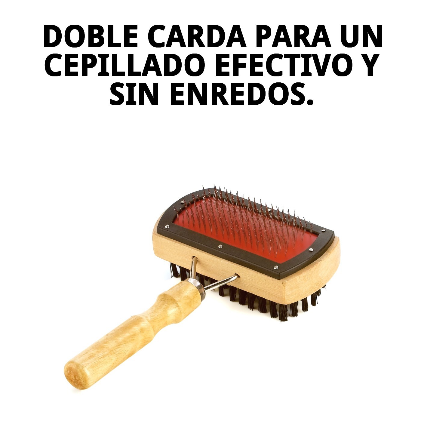 Cepillo Bambú Carda Doble Moly | Cepillado Profesional 2 en 1 para Pelajes Medios y Largos