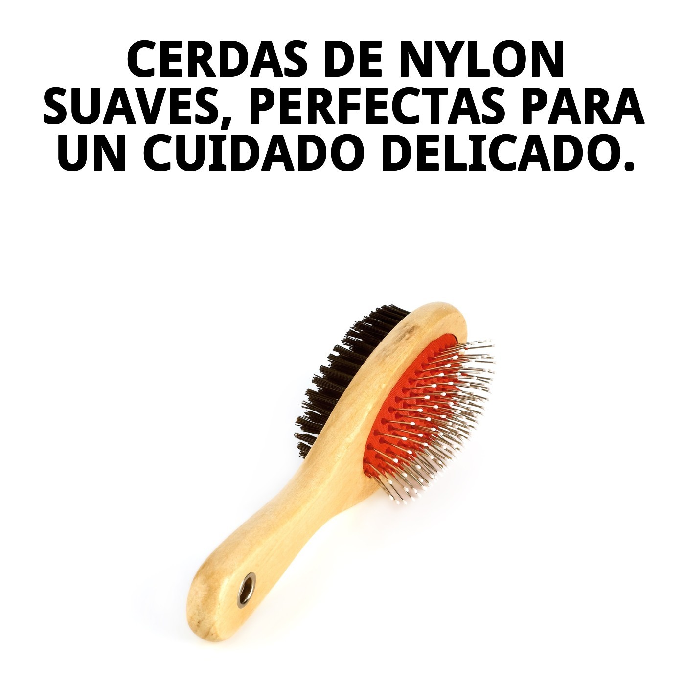 Cepillo Bambú Doble Púas de Nylon Grande Moly | Cepillado Suave y Eficaz para Pelos Medios y Largos