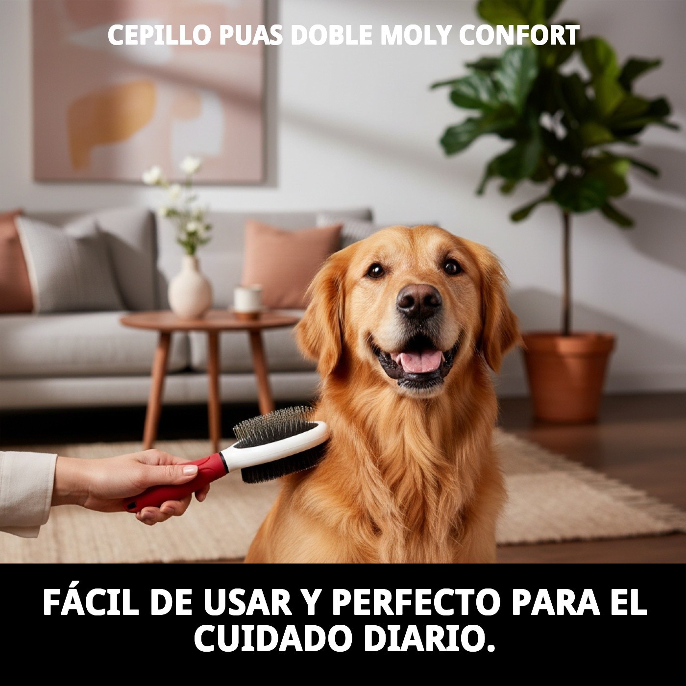Cepillo de Púas Doble Moly Confort | Cepillado 2 en 1 para Desenredar y Suavizar el Pelaje