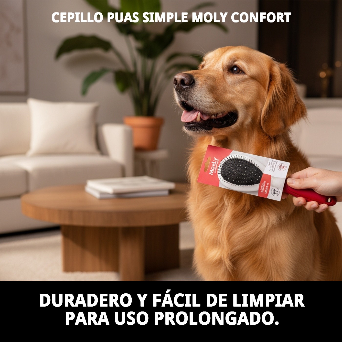Cepillo de Púas Simple Moly Confort | Cepillado Suave y Eficaz para Perros y Gatos